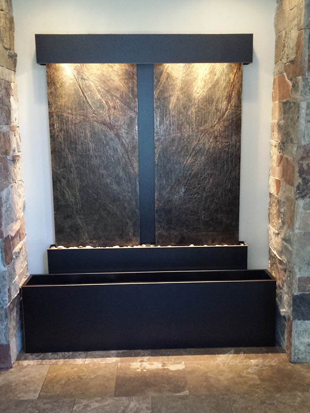 Custom 2-panel recessed water feature